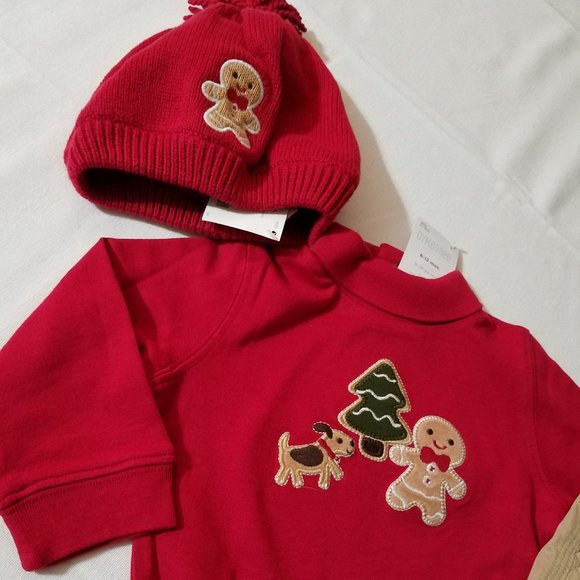 Gymboree Gingerbread Boy 6-12 Month Bodysuit, Lined Pants, 12-18 Hat Set NWT - Picture 3 of 3